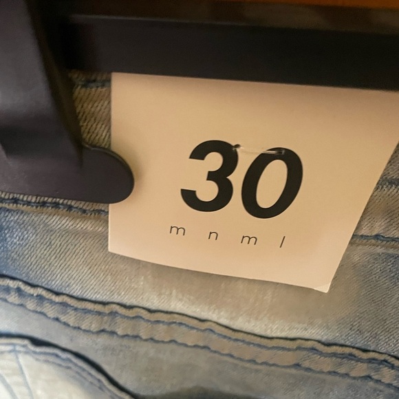 MNML Italian distressed graphic straight (Size 30) Blue Stretch-fit Jeans - Picture 4 of 13